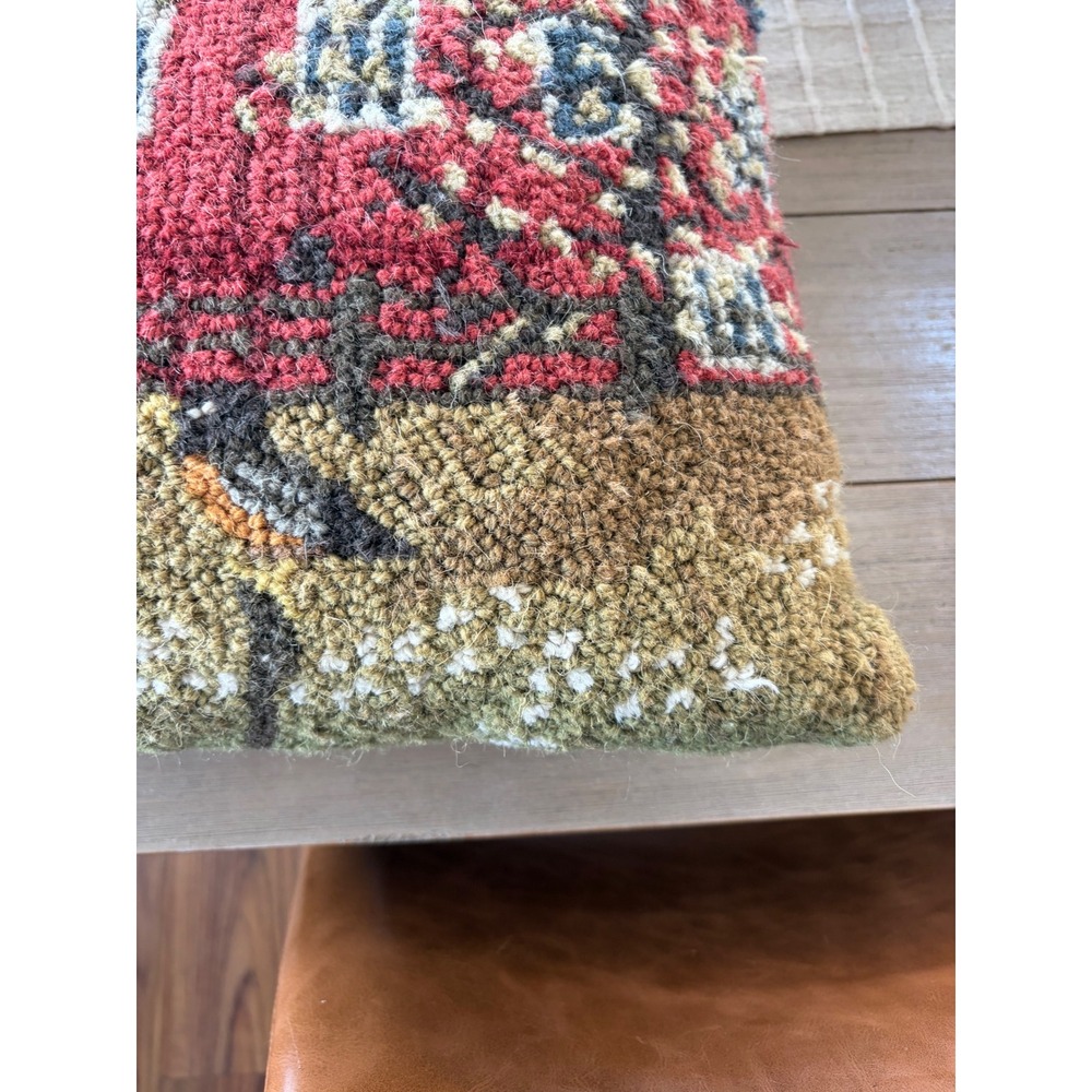 Hand Hooked Wool Red Barn Throw Pillow 18x18 Farmhouse Decor 99BJA03C18SQ - Picture 2 of 5